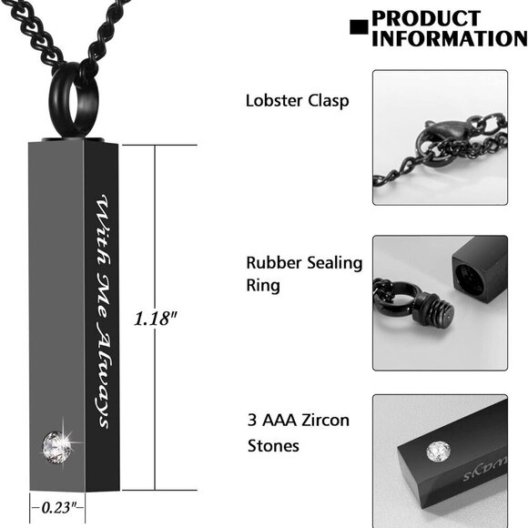 3 Pack Memorial Ashes Necklace Stainless Steel Locket Pendant Keepsake - Picture 6 of 7